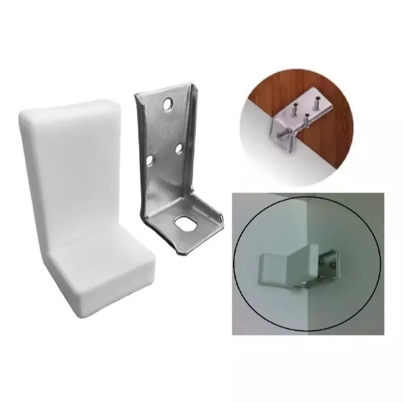 Kit c/ 10 Cantoneira Reforçada - Suporte Aéreo L - Fixação de Móveis com Capa Branca + Parafusos e Buchas.
