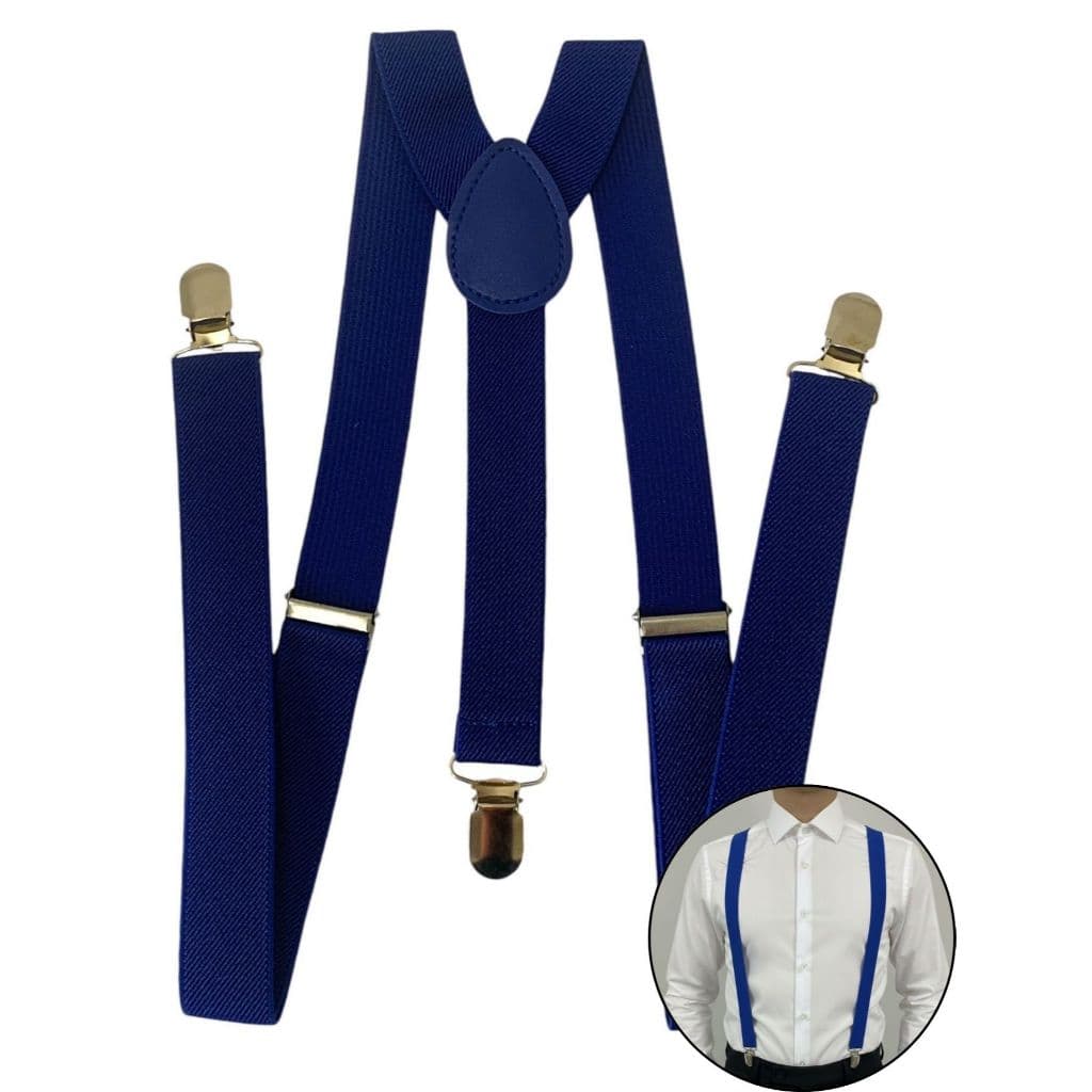 Suspensório Masculino Adulto 2,5cm Ajustável Unissex Azul Royal Social Padrinhos de Casamento, Noivo