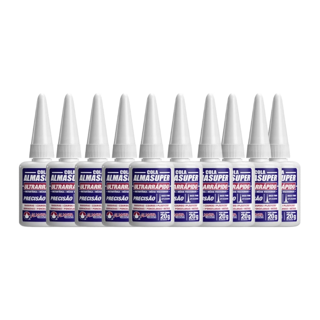 Kit com 10 Cola Instantânea Almasuper Bico Fino Precisão 20G