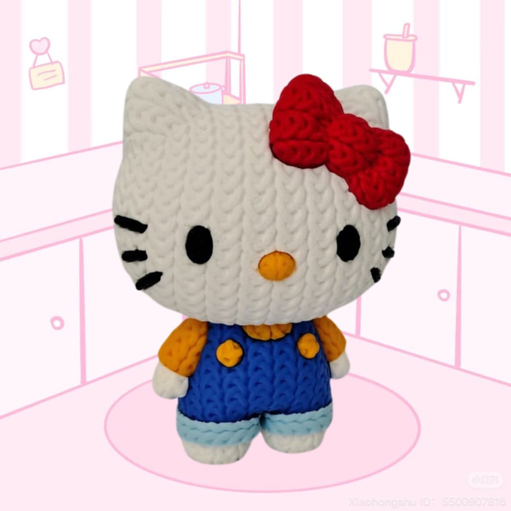 Boneco Hello Kitty Estilo Tricô Decorativo 12cm | Miniatura Impressão 3D Colecionável Hello Kitty
