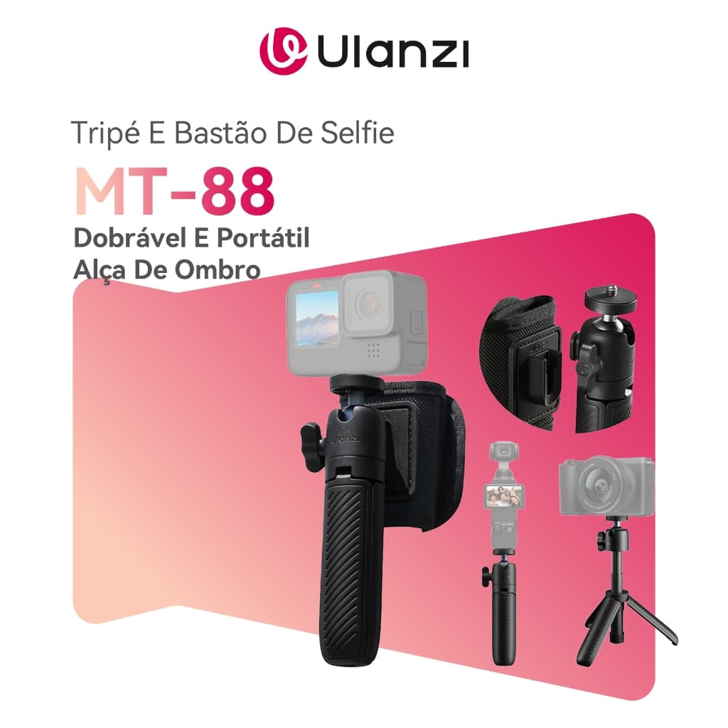 ULANZI MT-88 Tripé E Bastão De Selfie 3 Em 1 Dobrável E Portátil Com Alça De Ombro