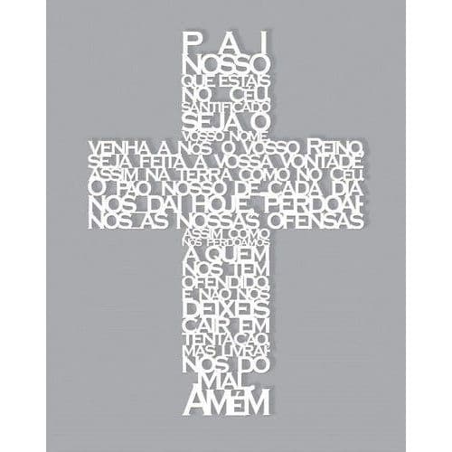 Pai Nosso Decorativa MDF | Decoração Religiosa de Parede Cristã Preto ou Branco