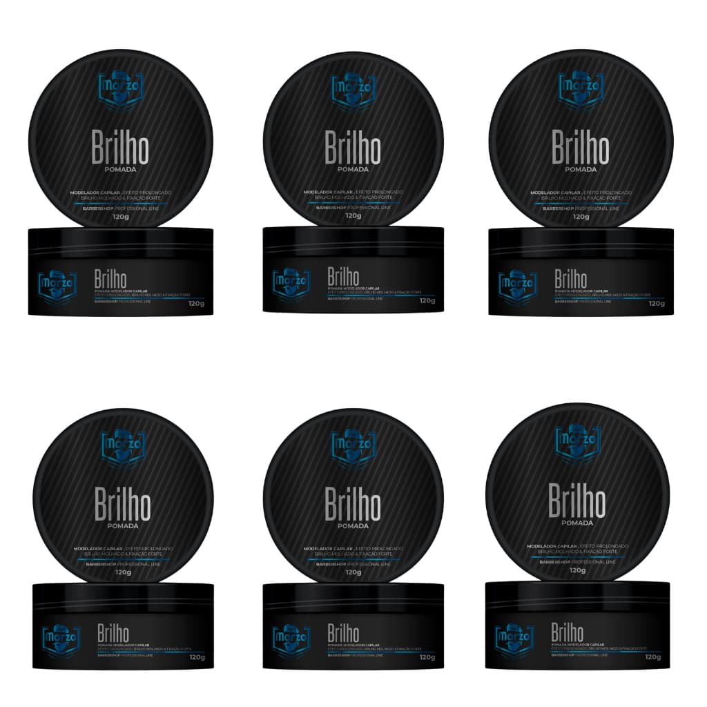 Kit 6 Pomada Capilar Pasta Modeladora Efeito Brilho Liso Molhado 120g