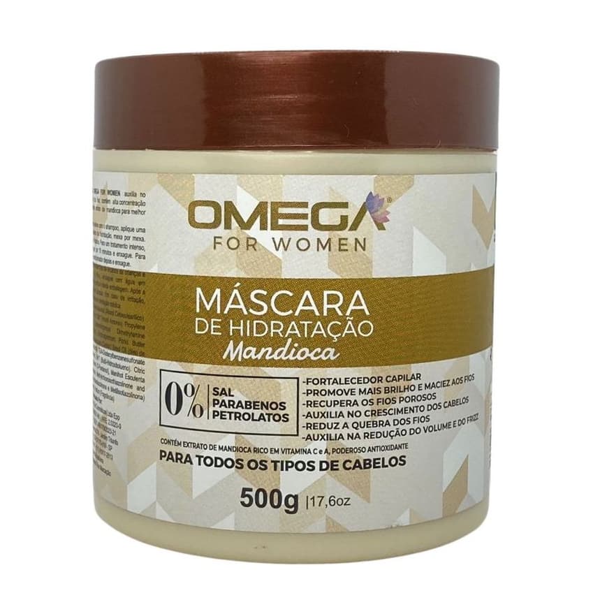 Mascara para Nutrição e Crescimento Capilar Mandioca 500g Omega Hair