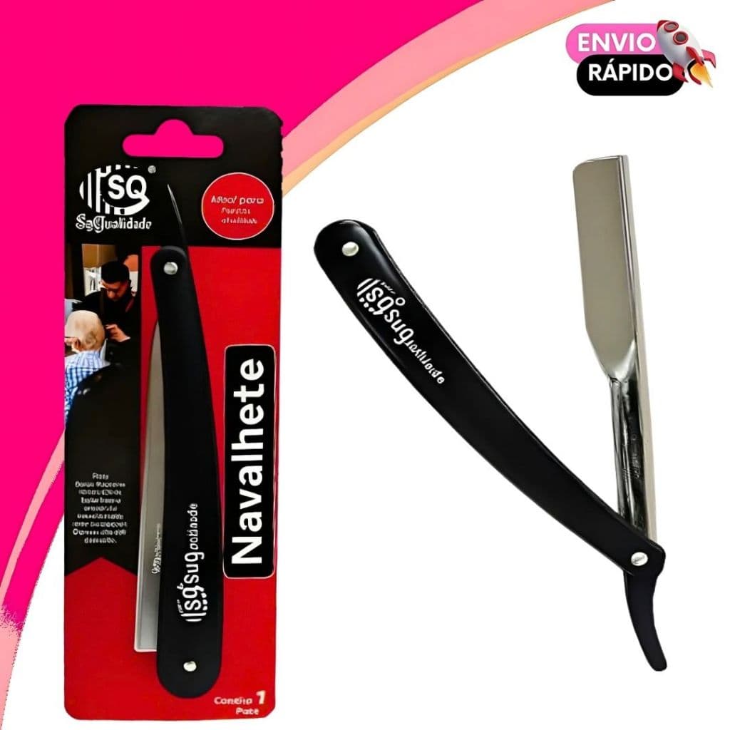 Navalhete Para Barbear SQ Metal Inoxidavel Uso Profissional e Domestico Barba Pezinho Sombrancelha