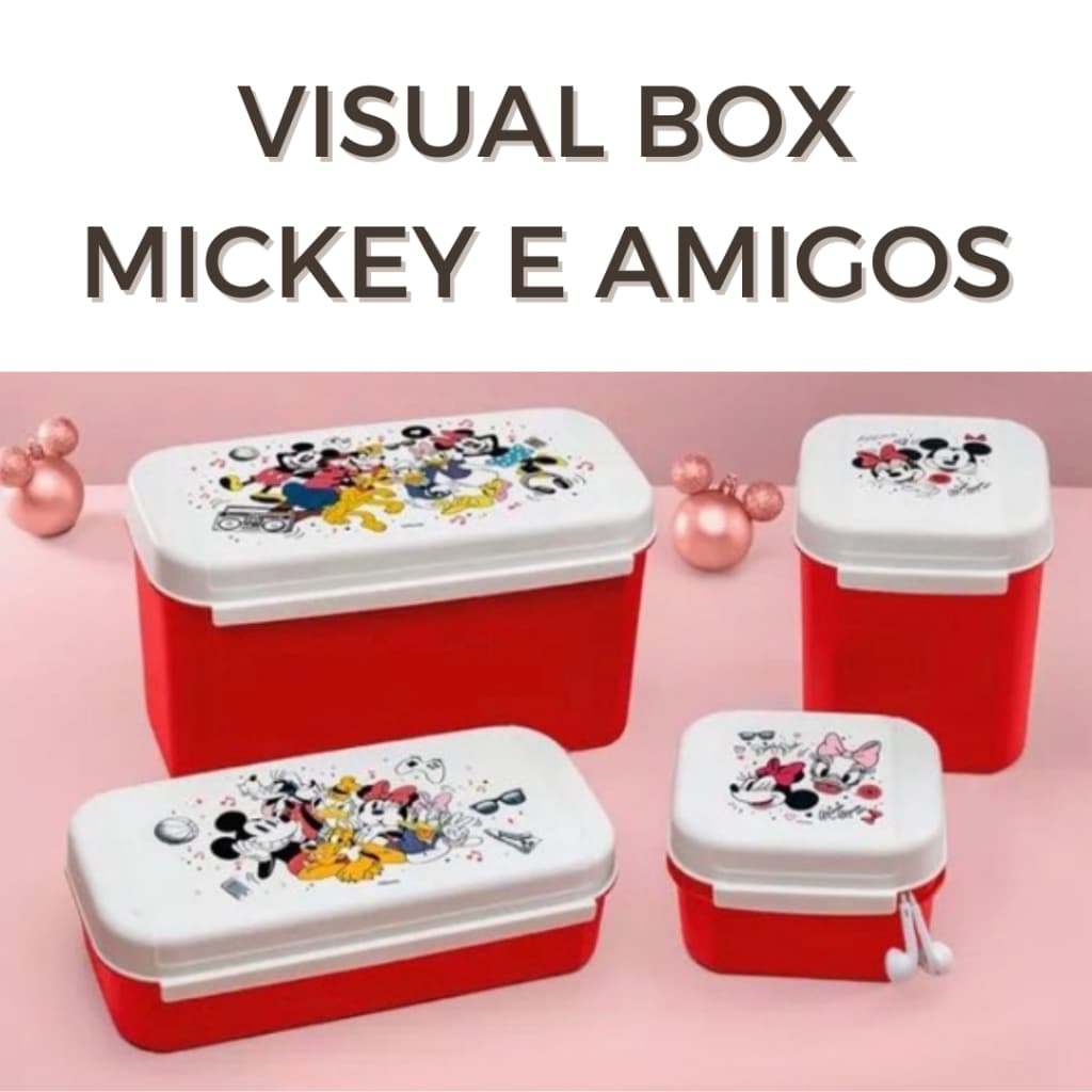 Visual Box Mickey e Amigos 1,2l e 2,6l Tupperware Original pote organizar decoração