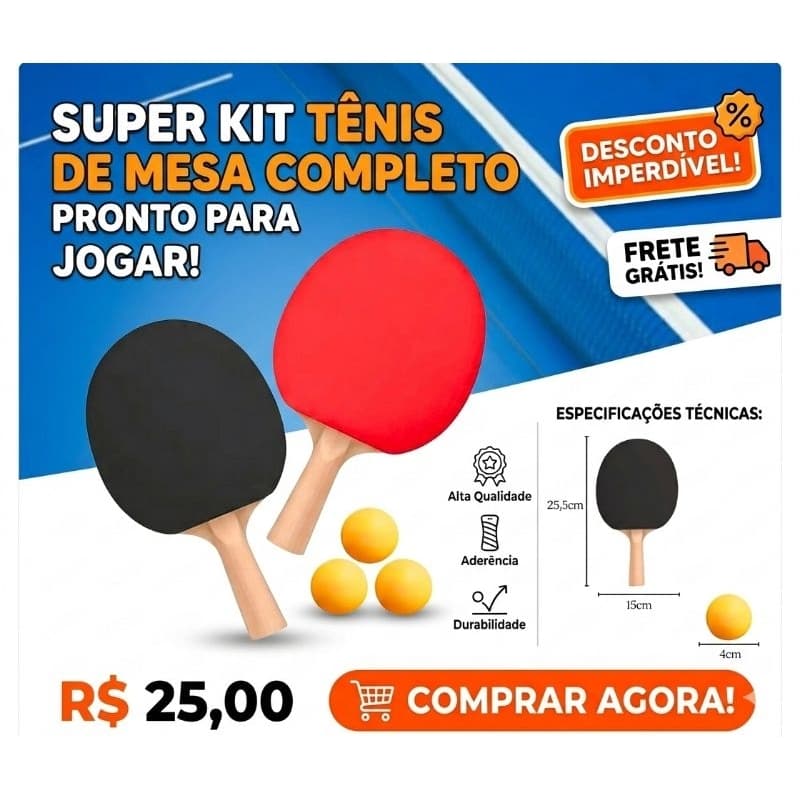 Raquetes Ping Pong Tênis De Mesa Profissional 2 raquetes com 3 Bolas