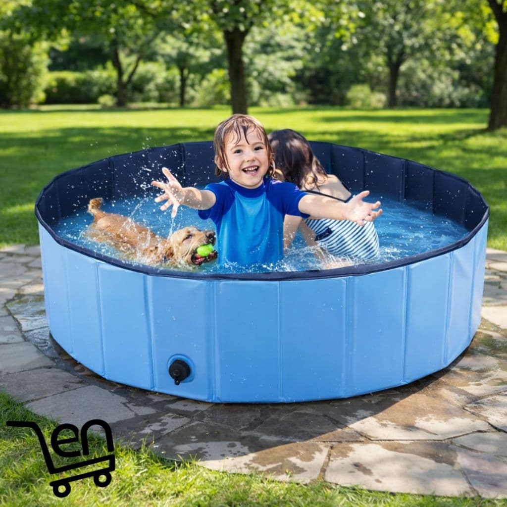 Piscina Banheira Dobrável para Cachorros e Crianças 340L PVC Banheira Pet E Kids Portátil Resistente
