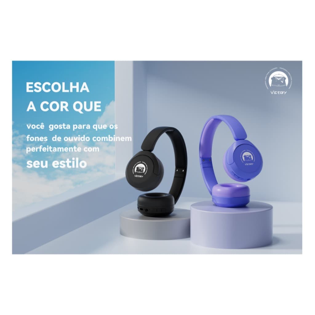 Fone De Ouvido Sem Fio Bluetooth Victory F520 Cartão De Memória FM