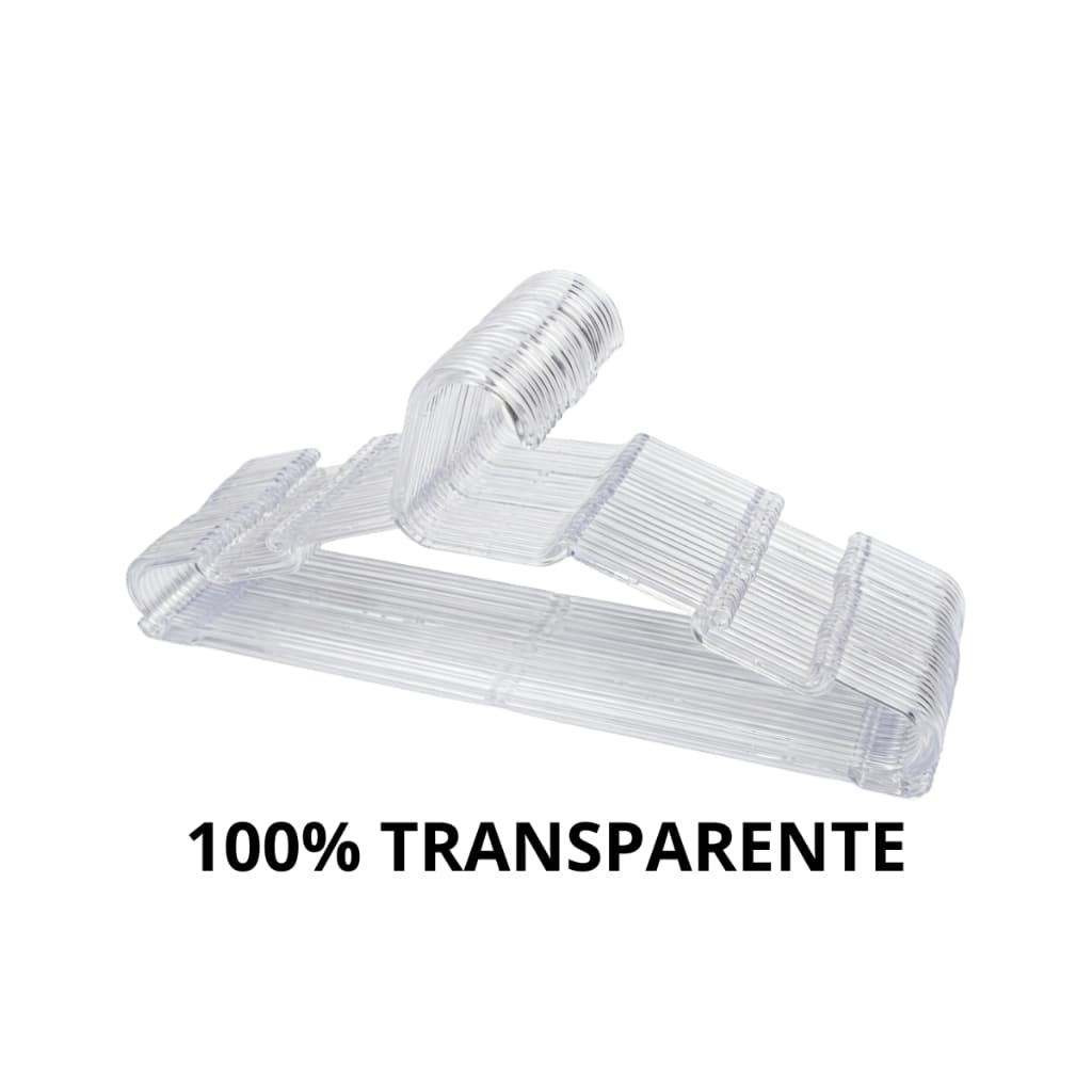 50 Cabide Acrílico TRANSPARENTE Reforçado para Roupas Adulto Cristal