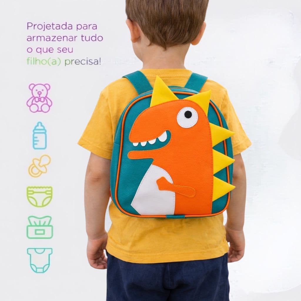 Mochila infantil dinossauro e borboleta Para Passeio com Alça Regulável Confortável Menino E Menina