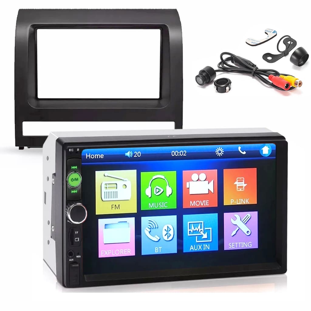 KIT CENTRAL MULTIMIDIA MP5 MOLDURA CAMERA SIENA STRADA PALIO 2008 2009 2010 2012 2012 PRETO OU PRATA