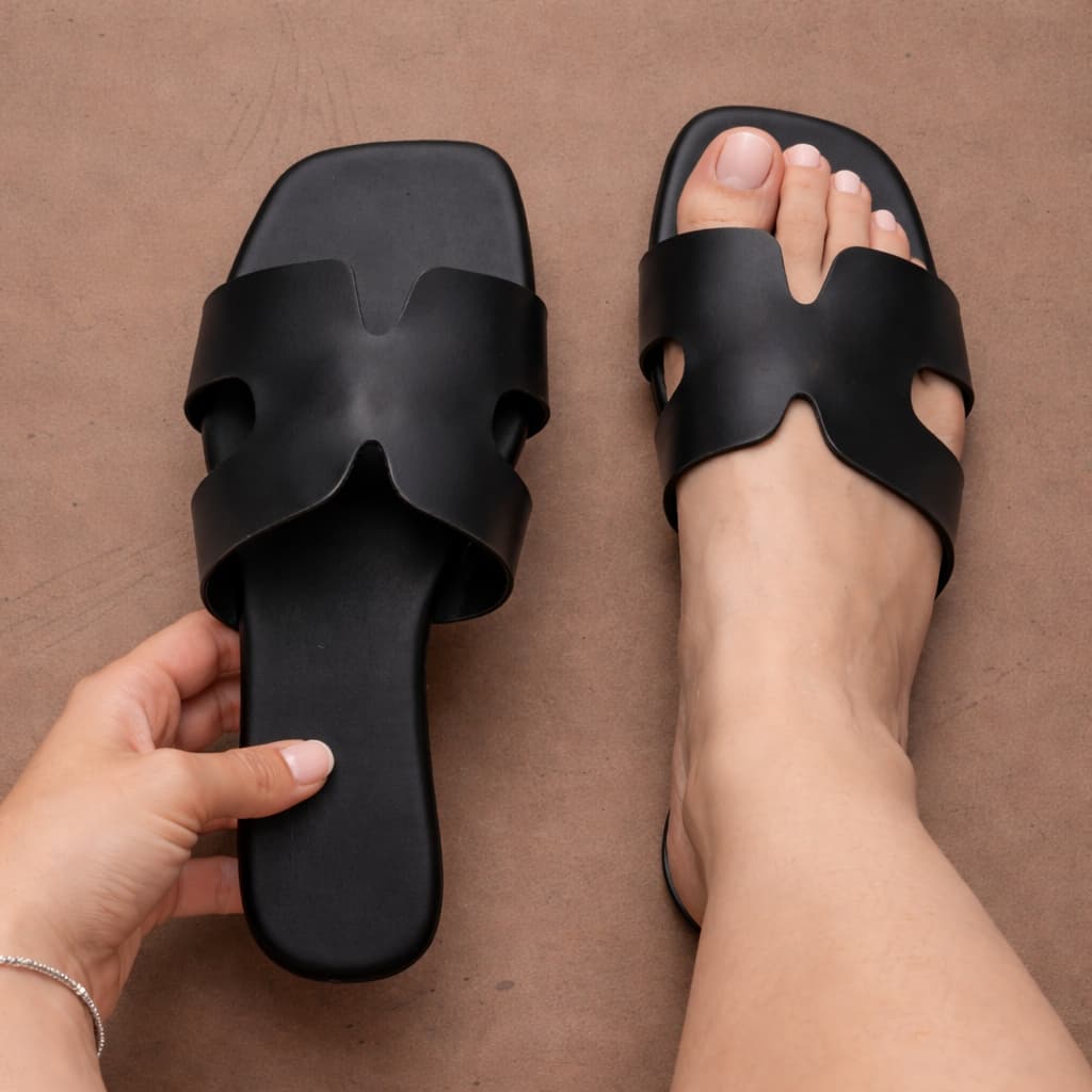 Sandália Feminina Rasteirinha Brilho Brilhante Glam Modelo H Dia Dia Casual Elegante