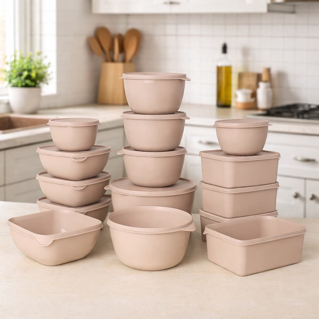 Kit 15 Potes Para Cozinha Organizador De Alimentos De Plástico Reforçado Vasilha