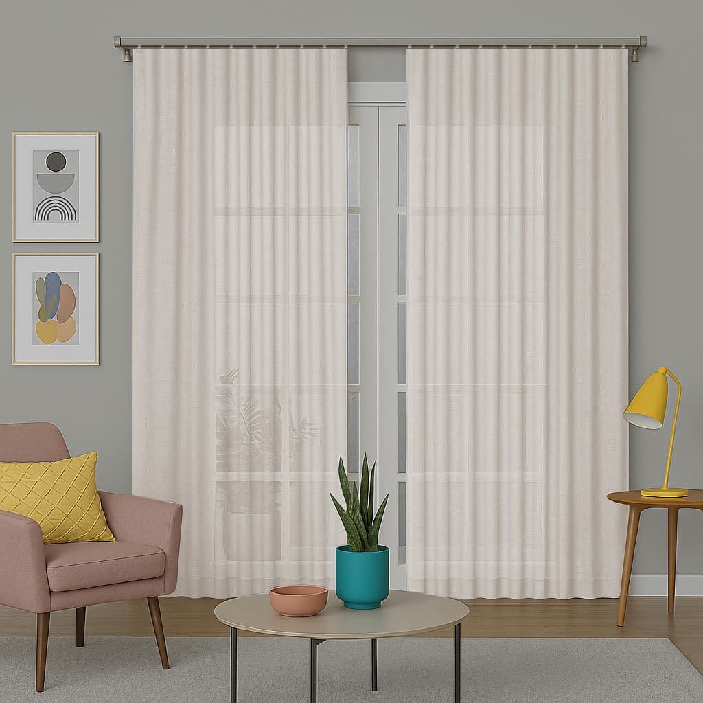 Cortina de Gaze De Linho 3,00x2,70 Flame Basic- Trilho Suíço - Cortina Sala Quarto