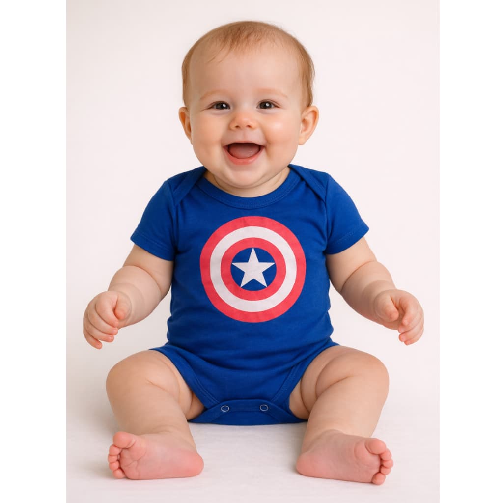 Body Bebê Personalizado Mesversário Capitão América Herói Meninos