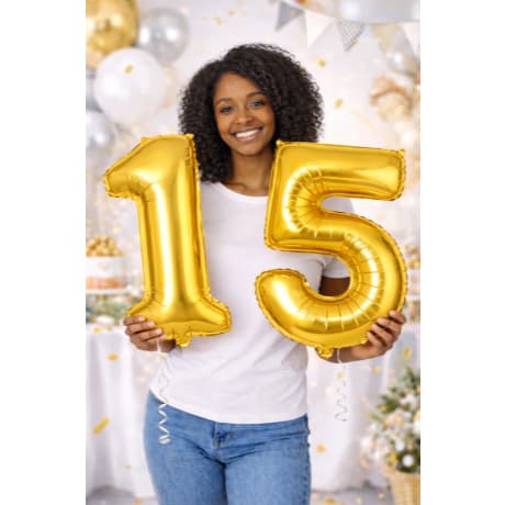 Kit 2 Balões Número Metalizado Dourado 70cm Bexiga Número Aniversário Decoração