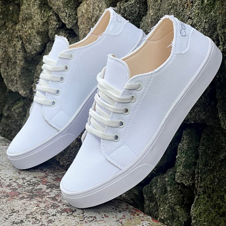 Tenis Calce Facil moda Slip On Branco despojado Casual Confortavel Tênis branco feminino