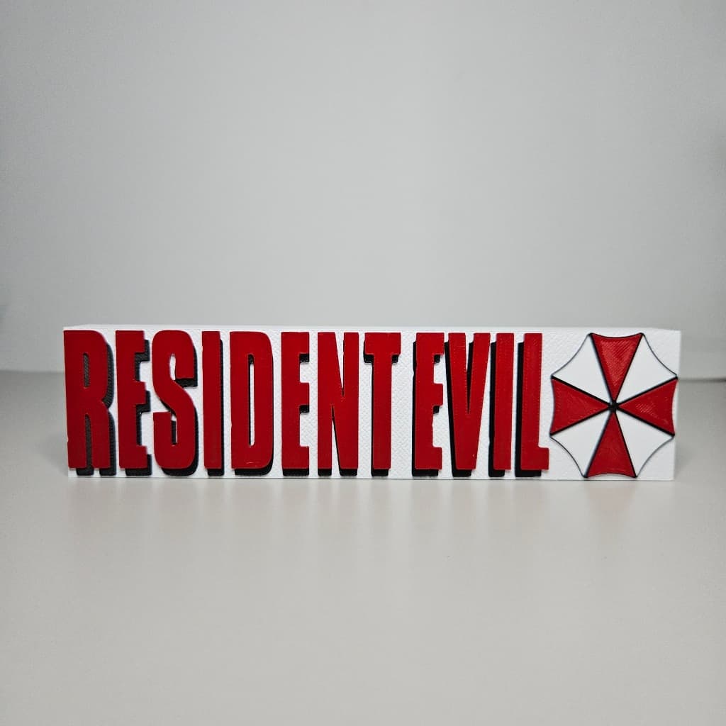 Letreiro Resident Evil 3D Decorativo | Logo Game para Setup Gamer Quarto Geek