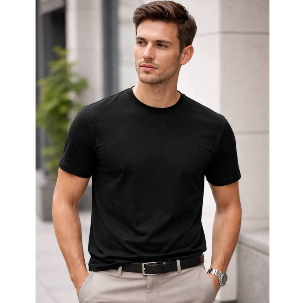 Camiseta Masculina Básica Lisa Algodão Dia a Dia Passeios Shopping Gola Redonda Confortável