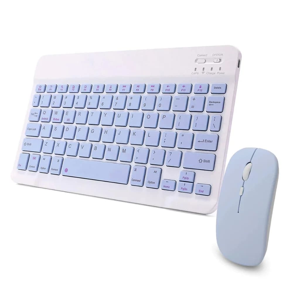 Kit Teclado e Mouse Sem Fio Bluetooth Recarregável Slim Silencioso Mini Para PC Tablet iPad BT-02