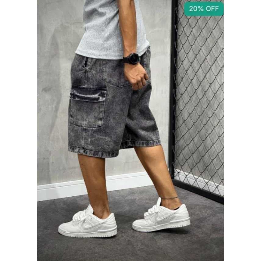 bermuda cargo masculina jeans e sarja