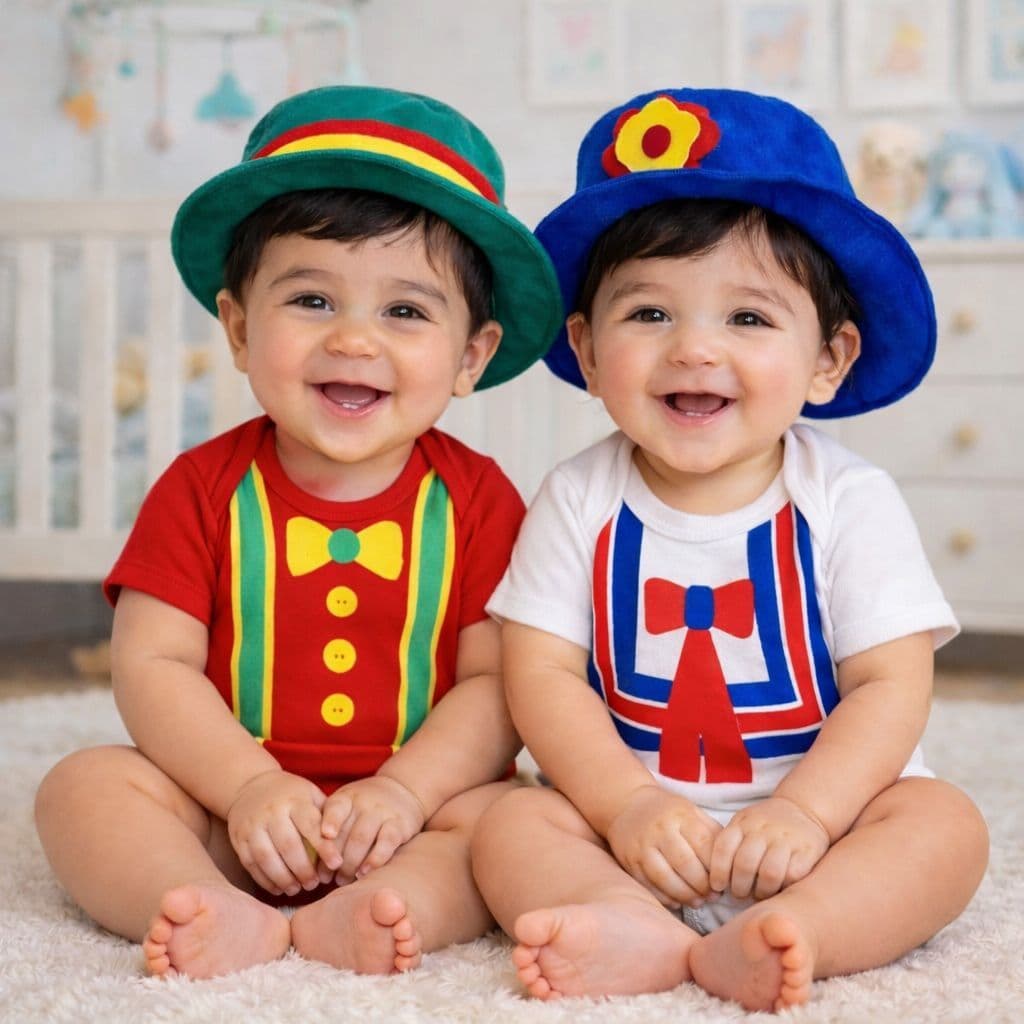 Body Patati e Patata + Chapéu Temático Fantasia Mesversário Diversão Roupa Para Gêmeos