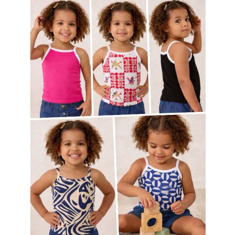 Kits 2, 3  ou 5 Blusas Infantil Menina Regata de Alcinha Verão