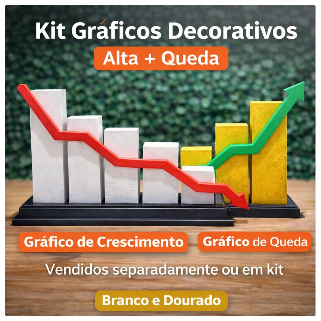 📊 Escultura Gráfico de Crescimento / Queda – Decoração Moderna