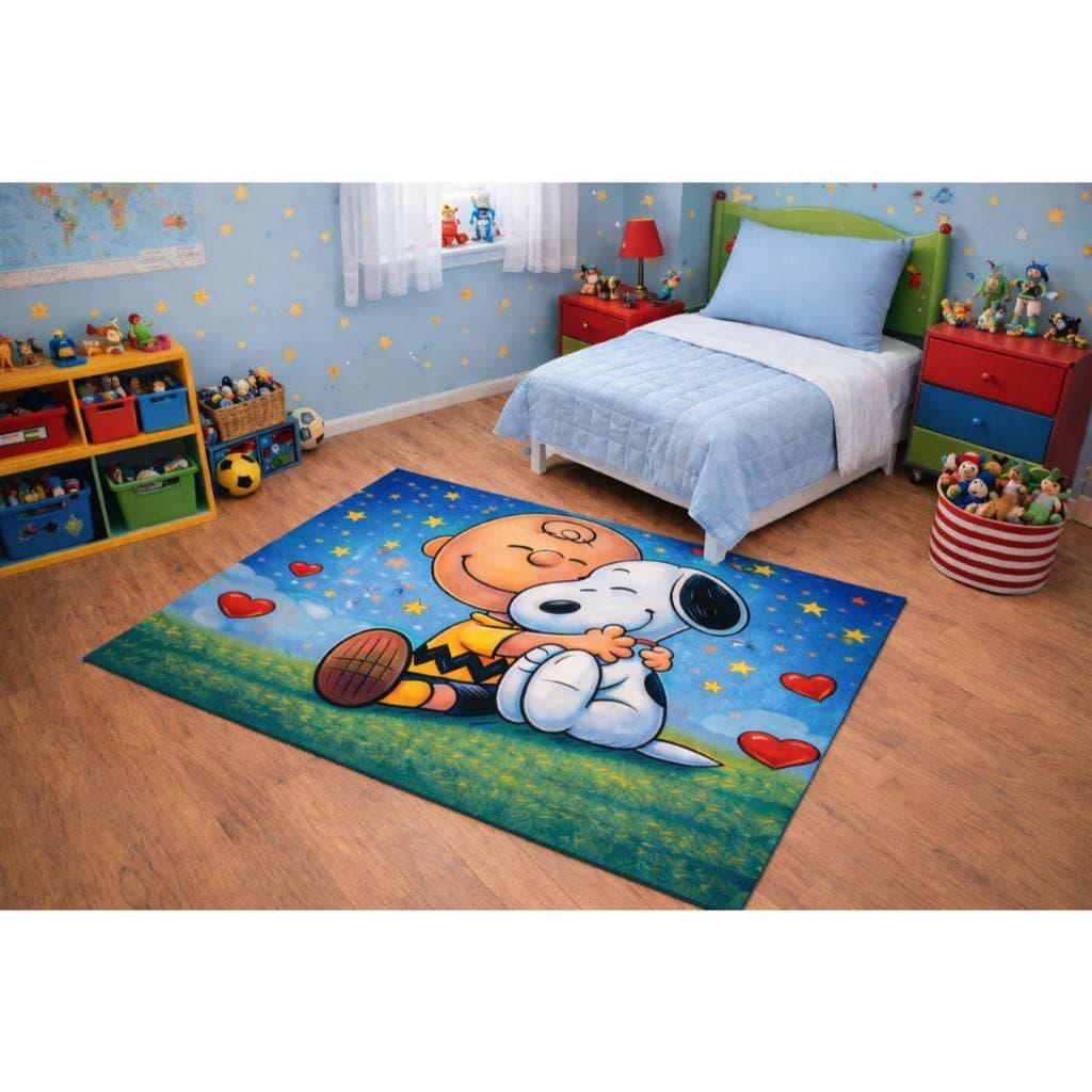 TAPETE DECORATIVO INFANTIL SNOOPY AVELUDADO TAMANHO 130X100