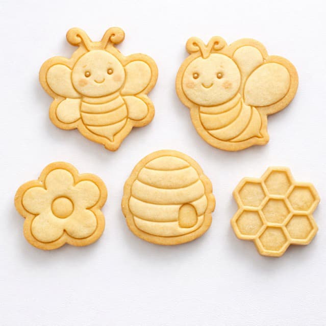 Kit 5 cortadores de biscoito de abelha com puxador, cortador infantil para bolo biscoito cookies massinha, criança molde