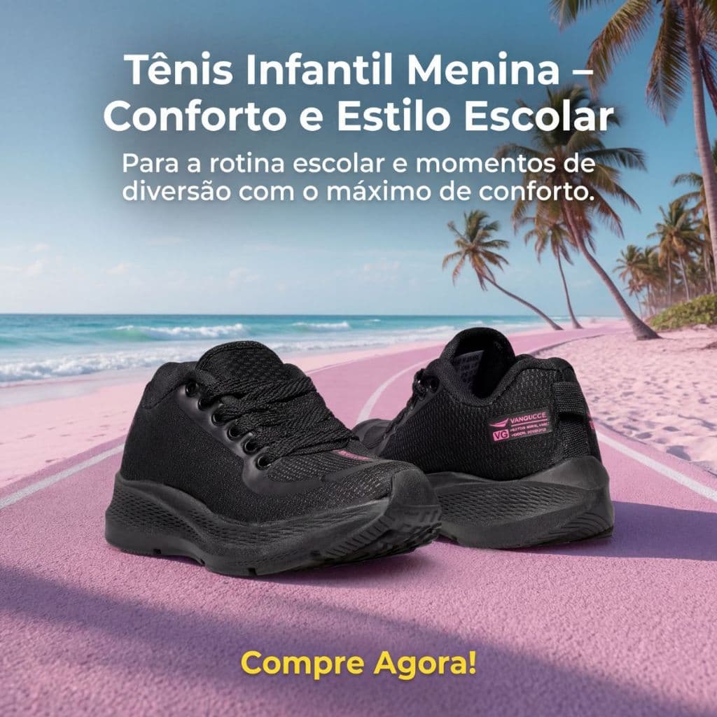 Tênis Infantil Escolar Menina – Conforto e Estilo Que Acompanham Para Todo o Dia | GARANTA JÁ!
