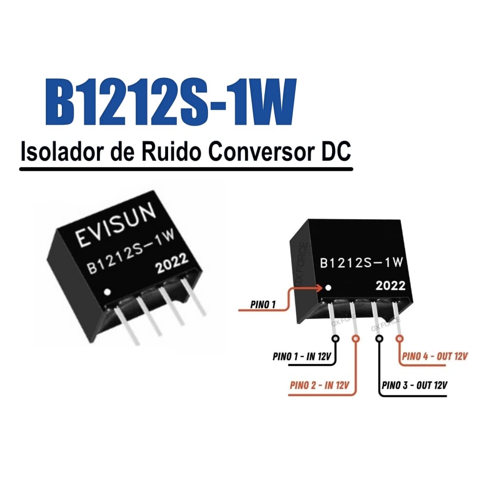 B1212S-1W Conversor Isolador de Ruído DC/DC 12V