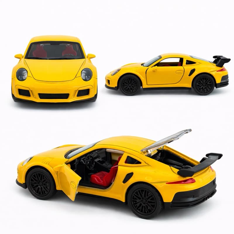 Miniatura Porsche 911 GT3 Amarelo Metal Abre Portas