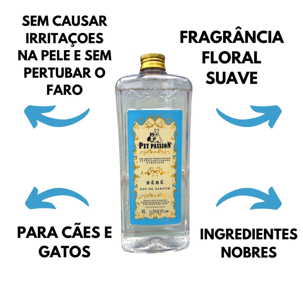 Perfume Bebé 1l Pet Passion Para Banho  Perfume pet de alta fixação importado Perfume de 1 litro