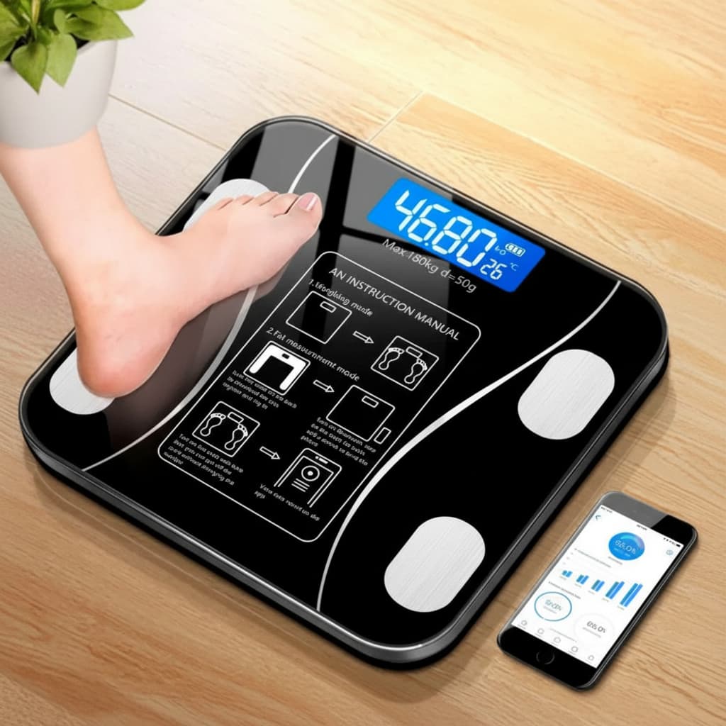 🔥 Balança Digital De Banheiro Bioimpedância 140kg Vidro Temperado
