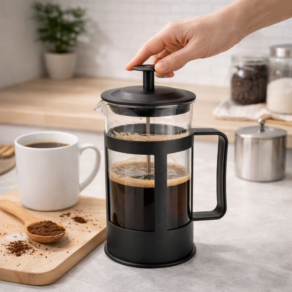 Cafeteira Francesa 300ml Prensa Francesa Vidro com Estrutura Preta