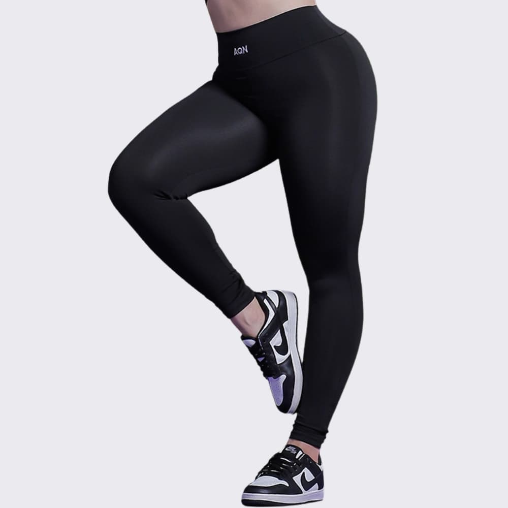 Calça Legging Empina Bumbum Bordado Preto Lux Fitness Academia Casual Corrida Yoga AQN SPORT