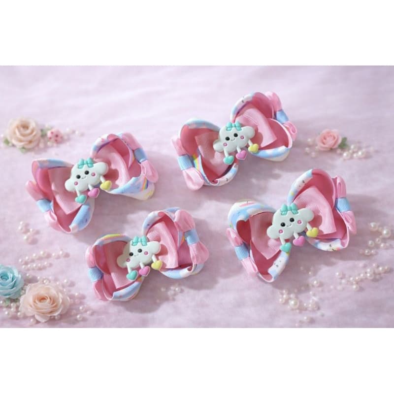 Par de Laço Temático Nuvem Chuva de Amor Laço de cabelo infantil Laço de menina acessórios de cabelo infantil presilha