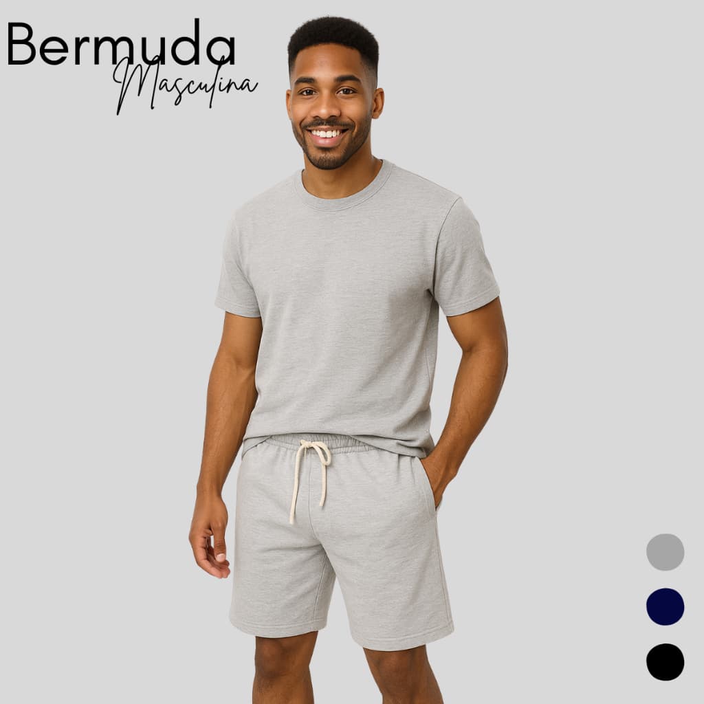 Bermuda Masculina Lisa Bermuda Masculina Moletinho P ao G diversas cores