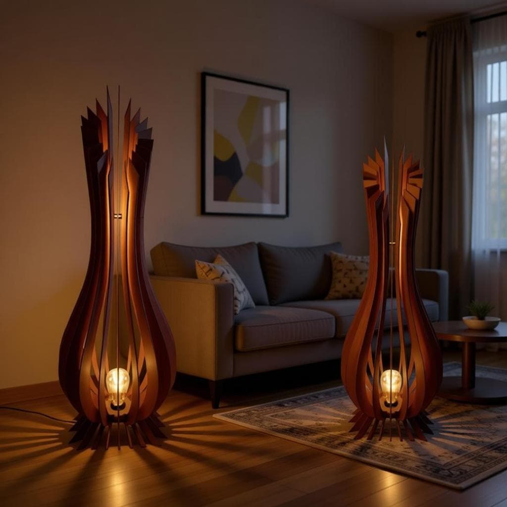 Luminária de Chão ANA MARIA - Cor: Marrom - Kit com 2 unidades de 90cm e 75cm de altura