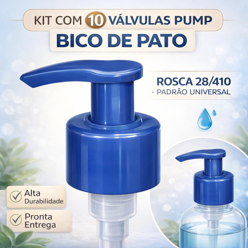 Kit Válvulas Pump 10 UNIDADES tampa para frascos (Bico de Pato)  – Rosca 28/410