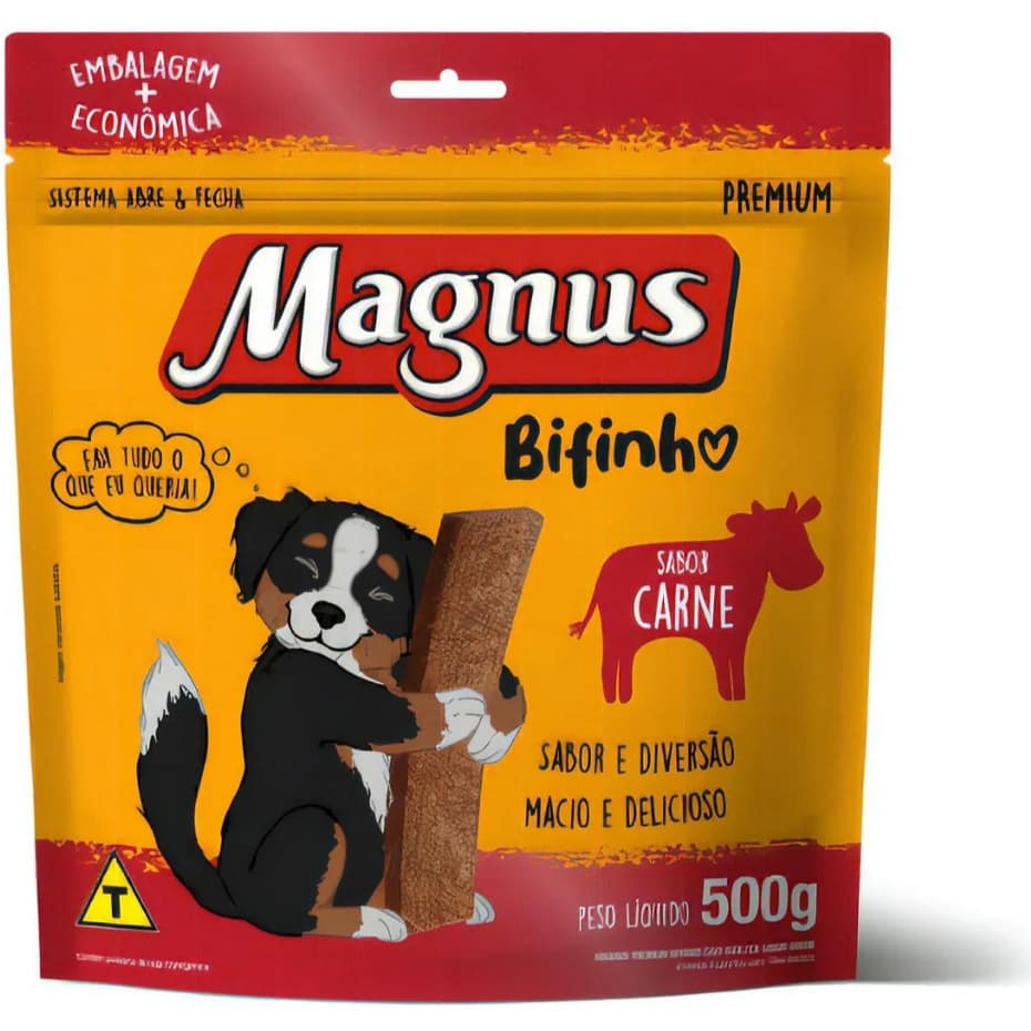 BIFINHO MAGNUS PARA CÃES ADULTOS SABOR CARNE - TEXTURA MACIA E SAÚDE BUCAL - 500G.