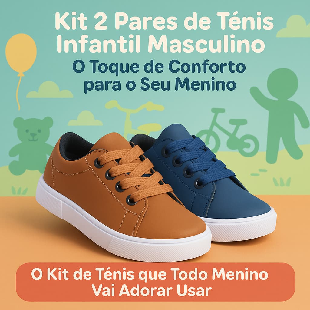 Combo 2 Tênis Infantil Menino Casual Leve Macio Escola e Rotina 25 ao 33 Envio Imediato