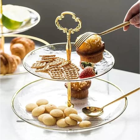 Prato para Doces Salgados Cupcake Duplo ou Triplo de Acrílico Eventos Decoração de Mesa Restaurante