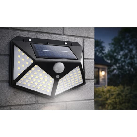 Luminária Parede Solar 100 Leds Luz  Jardim com sensor de presença