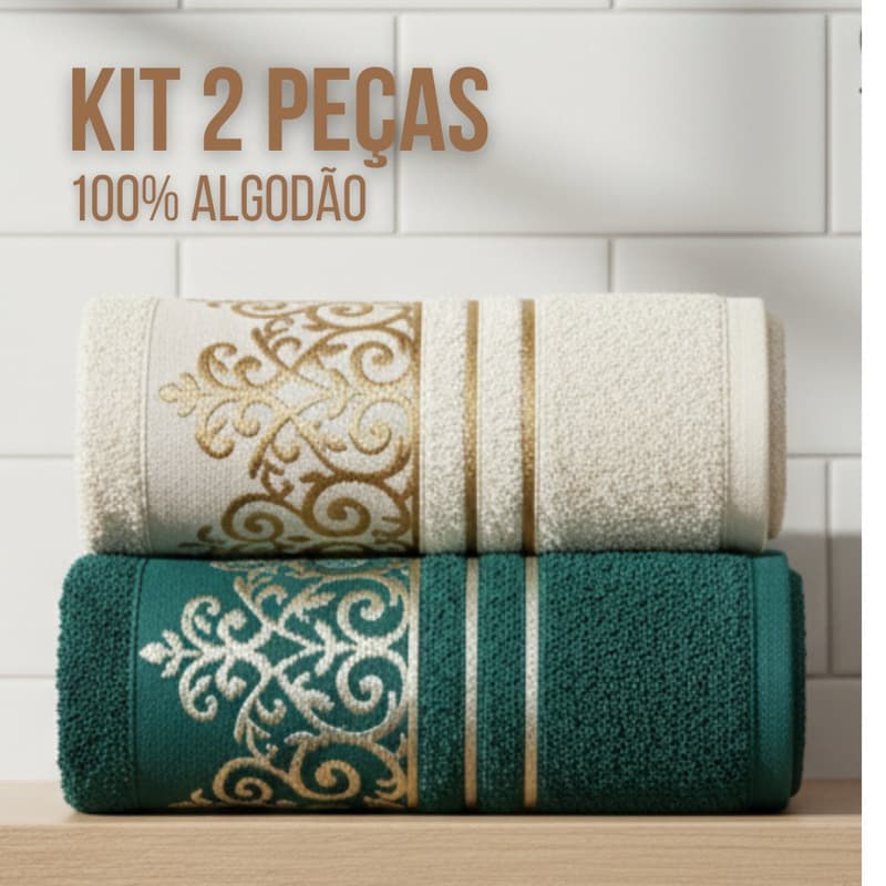 Jogo 2 Toalhas de Banho Algodão Gigantes Macias e Felpudas 1,45m x 75xcm - 2 Banhos Alta Absorção