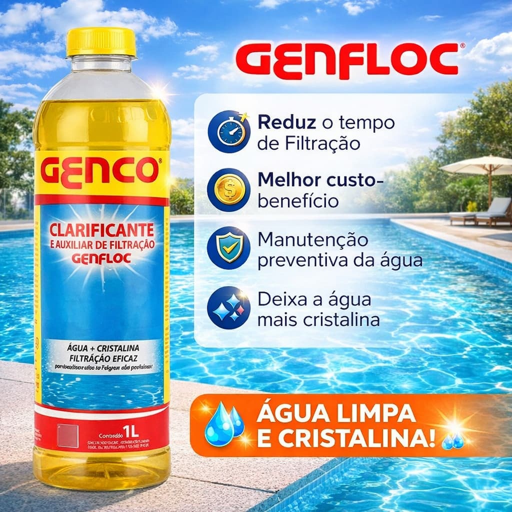 Clarificante Genco 1L Para Piscina Auxiliar Filtragem Água Transparente 1, 2 ou 3 Unidades