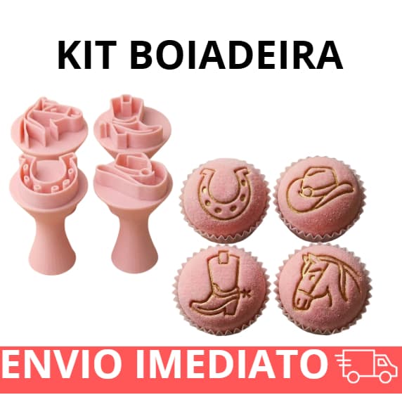 Boiadeira Kit 4 Carimbos Country Para Brigadeiro Gourmet E Doces Cowboy Cavalo Bota