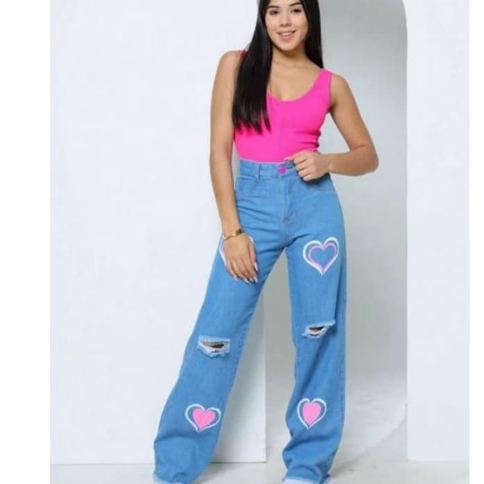 Calça do Stich, Wide leg, Calça Infantil e Juvenil Calça Jeans, calça pantalona com regulagem na cintura.